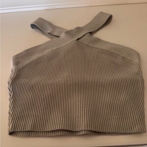 Babaton Beige Ribbed Crop Top